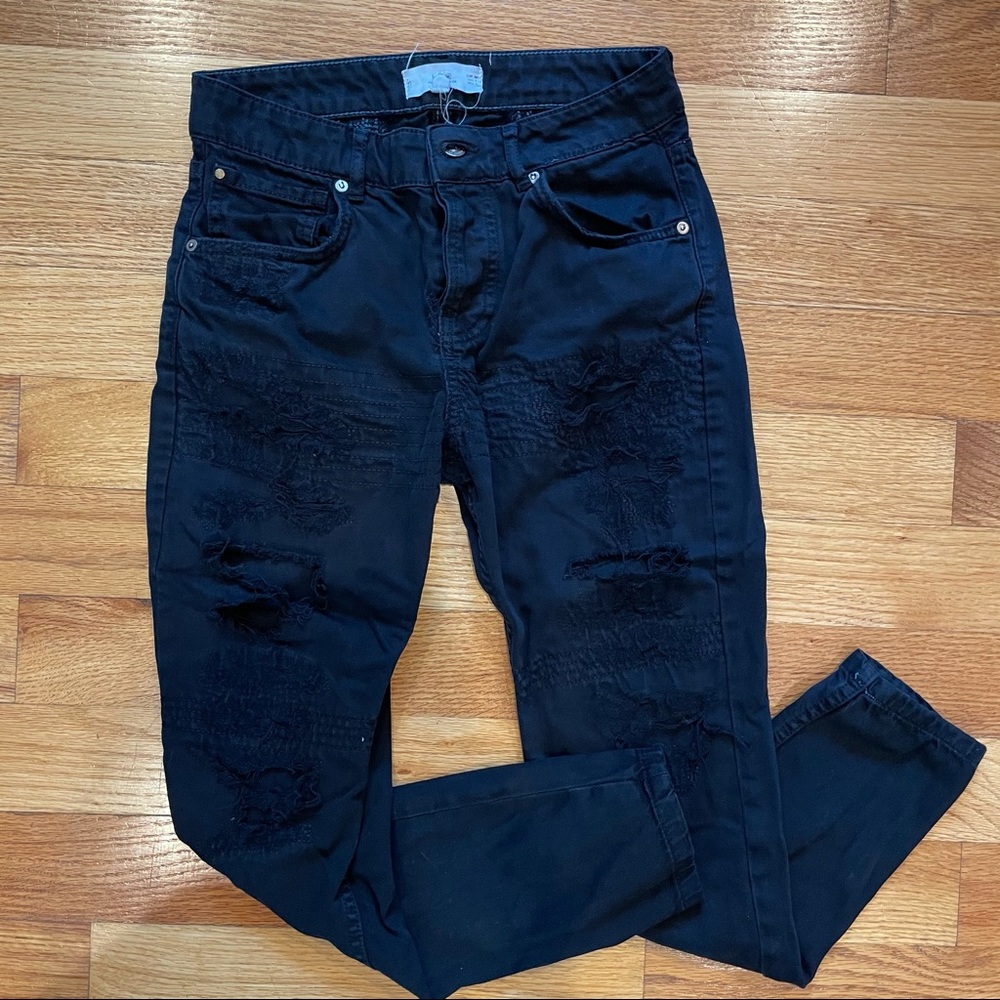 Mango black ripped denim jeans